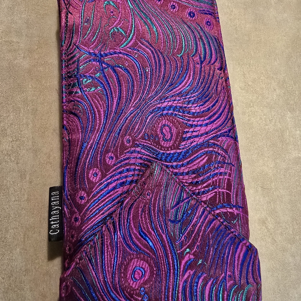 Double Eye Glass Case By Cathayana Purple Peacock - Picture 2 of 2